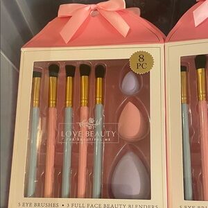 Makeup Brush and Blender Set - Pink and Gold